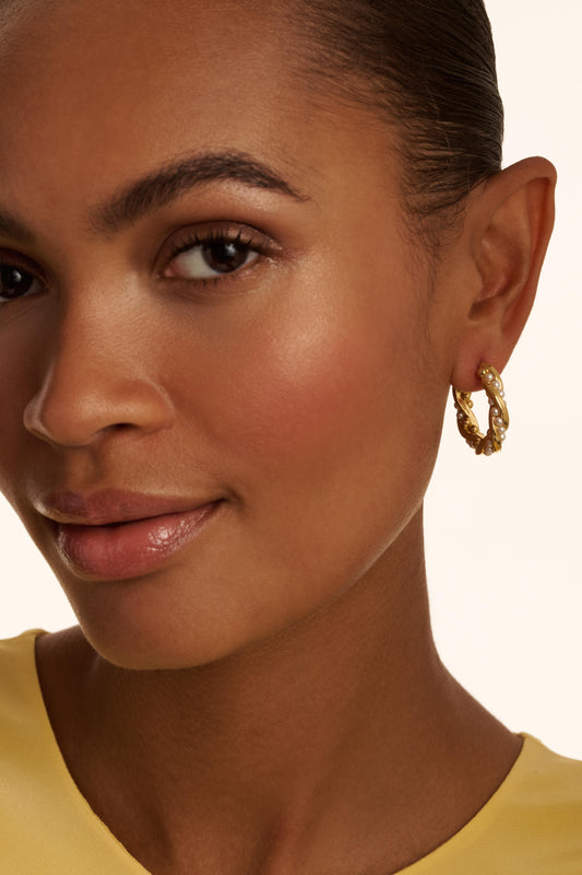 Twisted Pearl Hoop Earrings