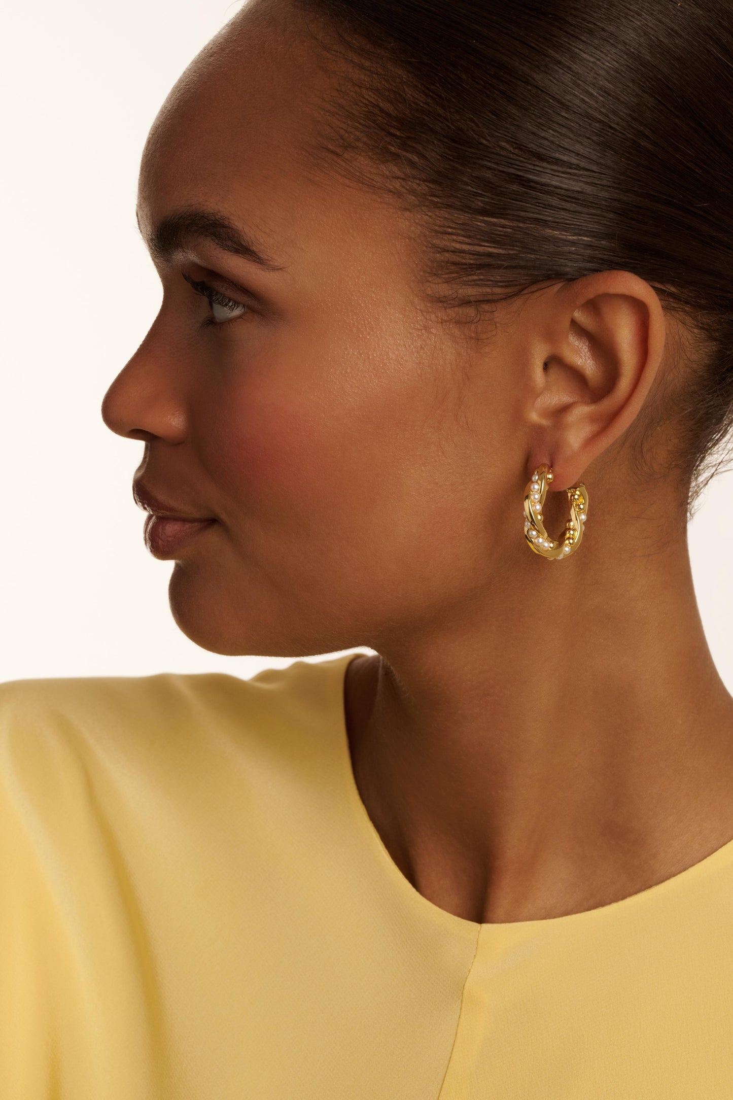 Twisted Pearl Hoop Earrings