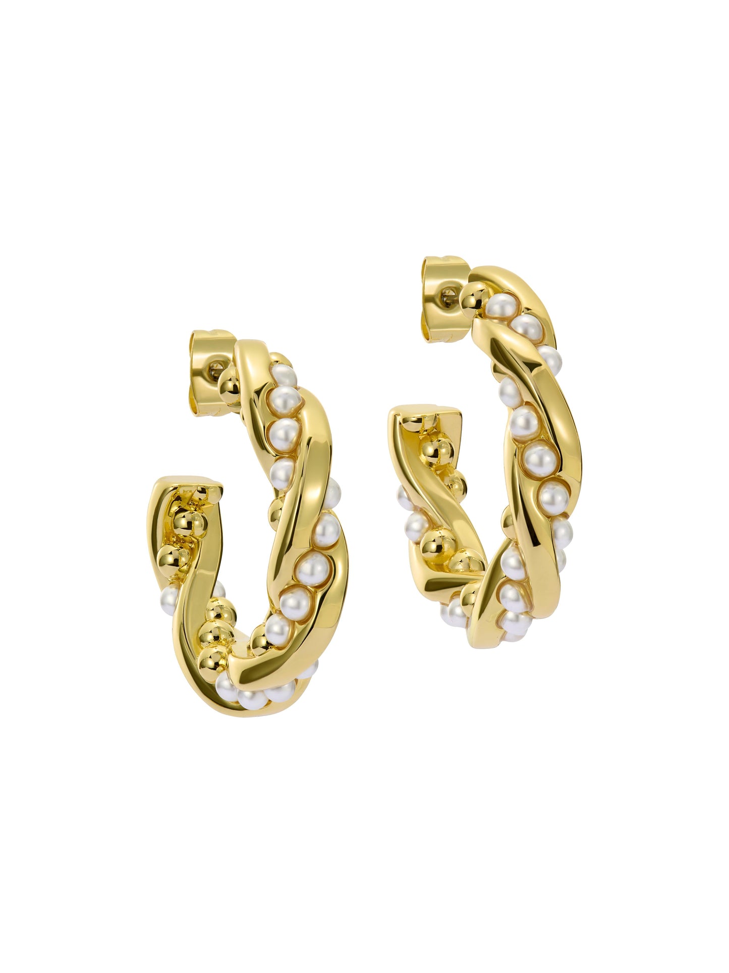 Twisted Pearl Hoop Earrings