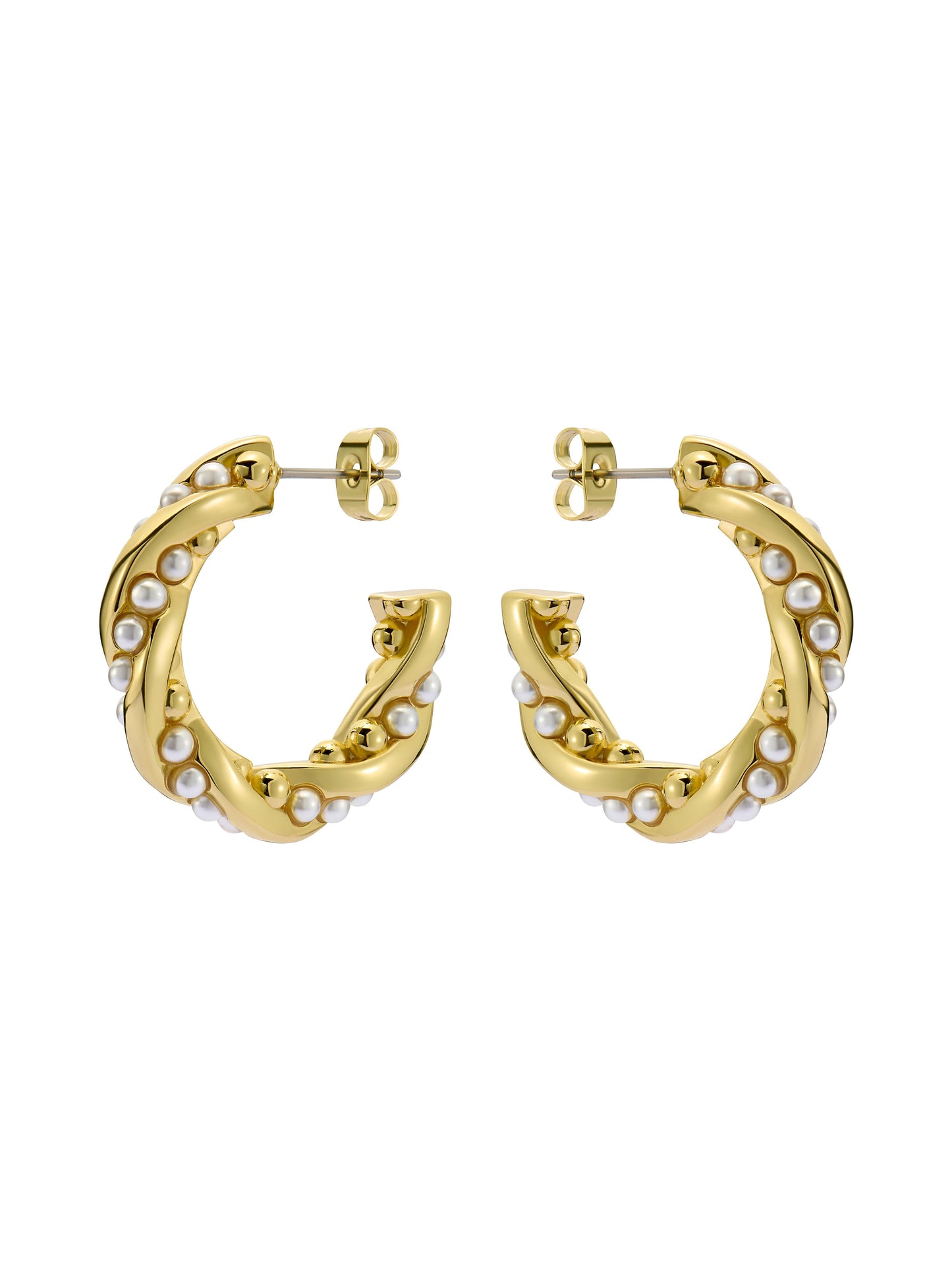 Twisted Pearl Hoop Earrings