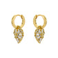 Crystal Cluster Heart Huggie Drop Earrings