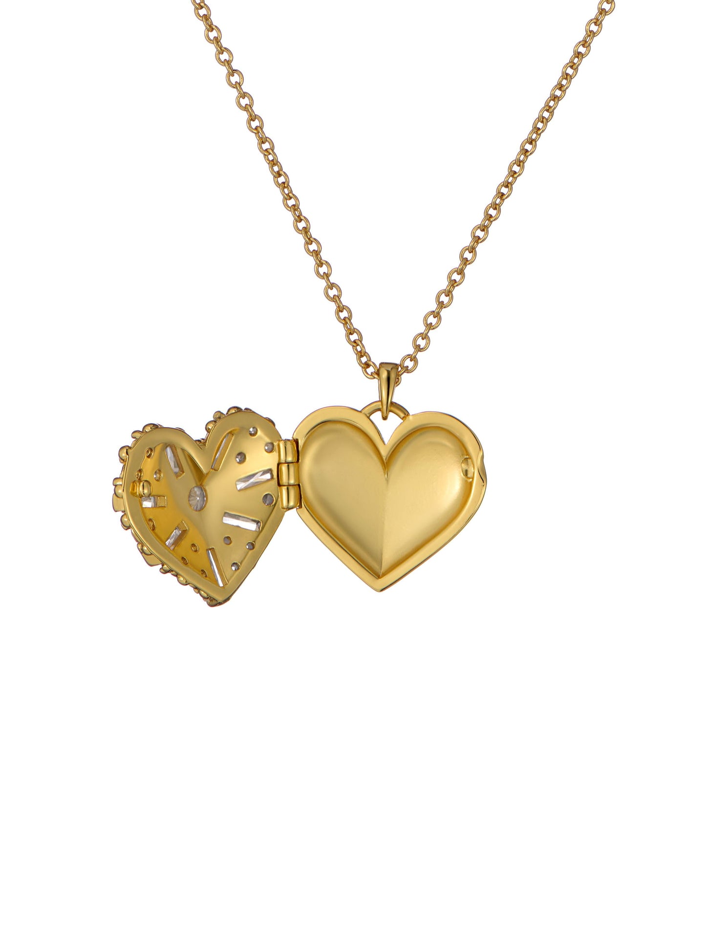 Crystal Cluster Heart Locket Pendant Necklace