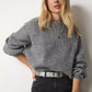 Chunky crew neck rib jumper in grey