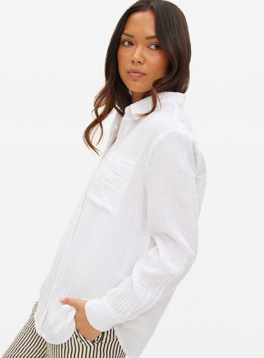 White Double Cloth Relaxed Shirt